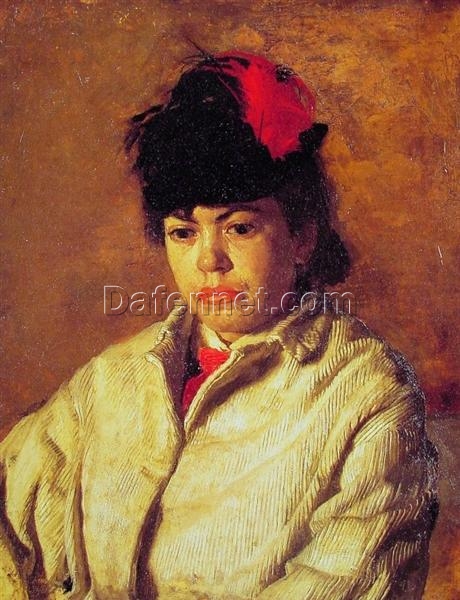 Hand-Painted Replica of Thomas Eakins’ “Margaret in Skating Costume” (1871) – Charming Realist Portrait Oil Painting on Canvas from Dafen Village, Ideal for Art Lovers and Winter Sports Enthusiasts
