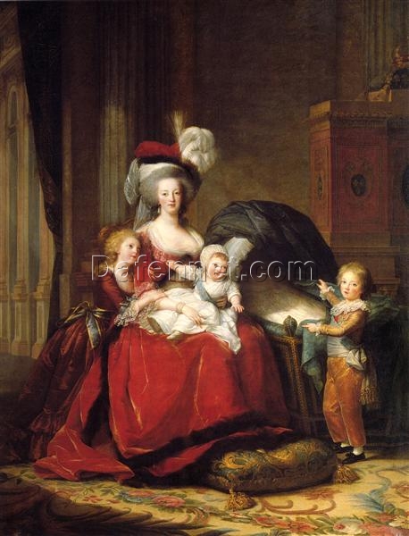 Dafen Village Masterfully Crafted Oil Canvas: Marie Antoinette and her Children INSPIRED BY Louise Elisabeth Vigee Le Brun’s 1787 Rococo Magnum Opus at Château de Versailles