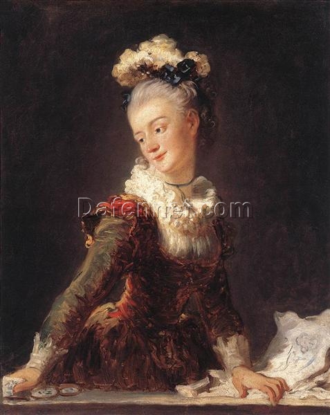 Dafen Village – Handpainted “Marie Madeleine Guimard” Inspired Rococo Portrait Oil Canvas for Home Decor