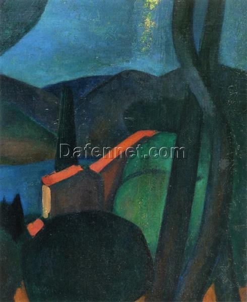 Exquisite Hand-Painted Oil Painting Inspired by Andre Derain’s 1908 ‘Martigues Landscape’ – A Cubist Masterpiece from Dafen Village Studio for Art Aficionados