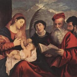 High Renaissance Religious Art – Mary with the Child and Saints Inspired by Titian for Custom Home Décor