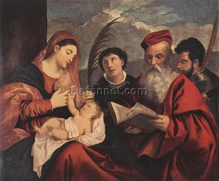 High Renaissance Religious Art – Mary with the Child and Saints Inspired by Titian for Custom Home Décor
