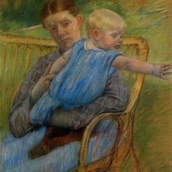 Unique Hand-painted Impressionist Genre Painting Inspired by Mary Cassatt's 'Mathilde Holding a Baby Who Reaches out to the Right' - Oil on Canvas from Dafen Village Artisans