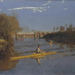 Hand-Painted Replica of Thomas Eakins' "Max Schmitt in a Single Scull (The Champion Single Sculls)" (1871) - Masterful Realist Genre Oil Painting on Canvas from Dafen Village, Ideal for Art Aficionados and Rowing Enthusiasts