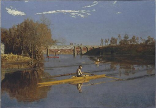 Hand-Painted Replica of Thomas Eakins’ “Max Schmitt in a Single Scull (The Champion Single Sculls)” (1871) – Masterful Realist Genre Oil Painting on Canvas from Dafen Village, Ideal for Art Aficionados and Rowing Enthusiasts