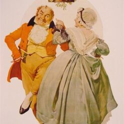 High - Quality Hand - Painted Replica by Dafen Village of Rockwell's 'Merrie Christmas Couple' - Ideal for Christmas Decor