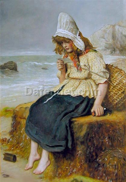 Exquisite Hand-Painted Reproduction of John Everett Millais’ “Message From the Sea” – A Captivating Realist Genre Painting