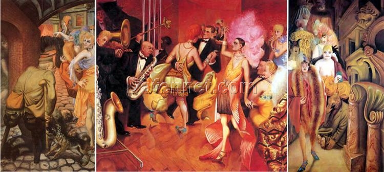 Customizable Reproduction of Otto Dix’s “Metropolis” (1927 – 1928) – Veristic Genre Painting in Mixed Technique on Wood, Tailored to Your Preferences