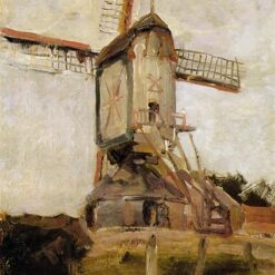 High-Quality Reproduction of Mondrian's "Mill of Heeswijk Sun" (1904) Impressionist Cityscape - Direct from Dafen Village Studio