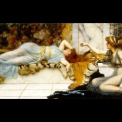 Authentic - looking 'John William Godward Inspired' Oil Painting of 'Mischief and Repose' in 1895 Neoclassical Style, Hand - crafted in Dafen Village for Collectors Seeking Renowned Neoclassical Genre Artworks from the Getty