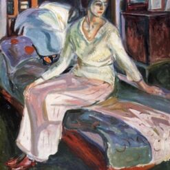 Edvard Munch's 'Model on the Couch' Expressionist Style Hand-painted Oil Canvas - Ideal for Creating a Contemplative and Intimate Atmosphere in Your Space