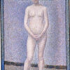 Exquisitely Hand-Painted Oil on Wood Replica of Georges Seurat's 'Model to front' (Poseuse de face) - A Delicate Neo-Impressionist and Pointillist Nude Painting by Dafen Village Artists for Art Aficionados and Figure Art Enthusiasts