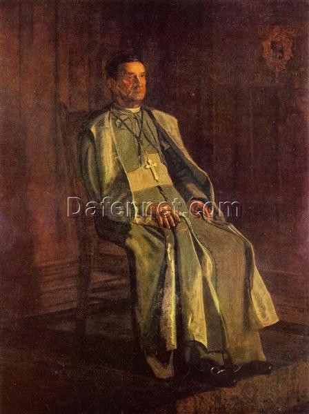 Authentic-Looking Handmade Oil Painting of ‘Monsignor Diomede Falconia’ in Realism by Thomas Eakins (1905) – A Dafen Village Treasure