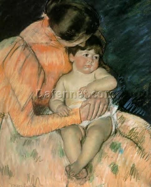 Authentic-looking Replica of Mary Cassatt’s ‘Mother and Child’ – Impressionist Genre Painting Oil Painting Handmade in Dafen Village