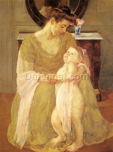 Stunning Reproduction of Mary Cassatt’s ‘Mother And Child’ (1908) – A Glimpse into Impressionist Maternal Tenderness