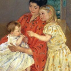 Stunning Reproduction of Mary Cassatt's 'Mother and Sara Admiring the Baby' (1901) - A Glimpse into Impressionist Maternal Tenderness
