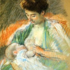 Exquisite Impressionist Gem: 'Mother Rose Nursing Her Child' by Mary Cassatt (c.1900), Oil on Canvas