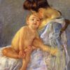 Charming Mary Cassatt's 'Motherhood' (c.1906) Oil on Canvas Replica - Capturing the Essence of Impressionist Familial Bond