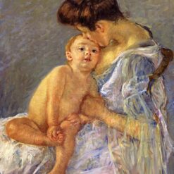 Charming Mary Cassatt's 'Motherhood' (c.1906) Oil on Canvas Replica - Capturing the Essence of Impressionist Familial Bond
