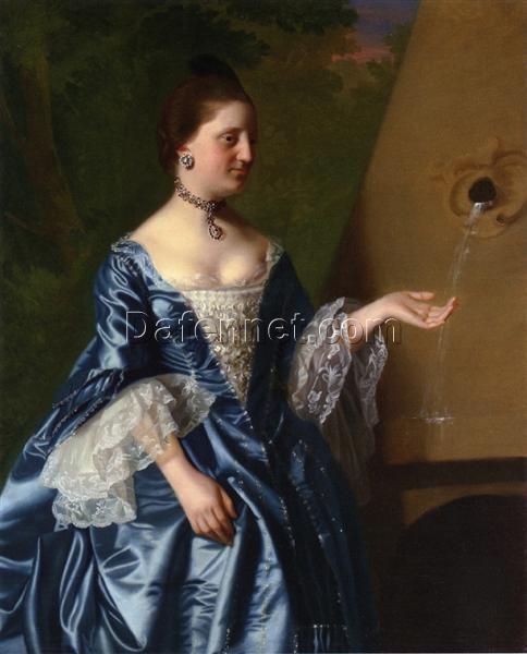 Large-Scale Hand-Painted Replica of Mrs. Alice Hooper INSPIRED BY John Singleton Copley’s c.1763 Neoclassical Gem
