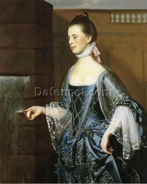 Dafen Village Hand-Painted Oil Canvas: Mrs. Daniel Sargent (Mary Turner Sargent) INSPIRED BY John Singleton Copley’s 1763 Neoclassical Portrait Masterpiece