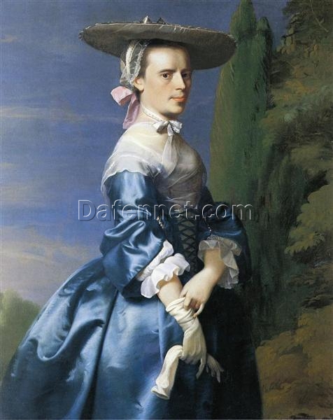 Dafen Village Hand-Painted Oil Canvas Replica: Mrs. Nathaniel Allen (Sarah Sargnet) INSPIRED BY John Singleton Copley’s c.1763 Neoclassical Portrait Masterpiece