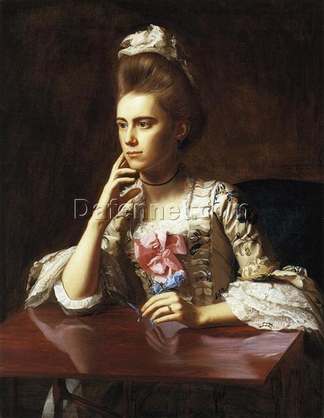 Large-Sized Hand-Painted Oil Portrait of Mrs. Richard Skinner INSPIRED BY John Singleton Copley’s 1772 Neoclassical Masterpiece