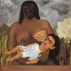 Custom Oil Painting Inspired by Frida Kahlo’s My Nurse and I – Hand-Painted Naïve Art Reproduction from DaFen Village Studio | Symbolic Mexican Fine Art for Home, Office, and Gallery Décor