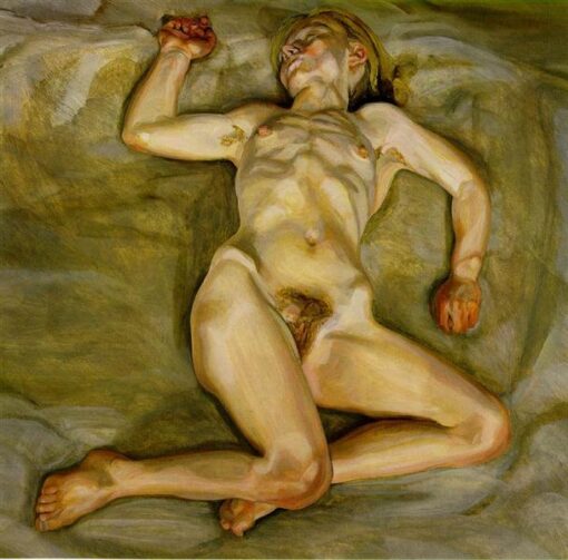Hand – Painted “Naked Girl Asleep II” Inspired Expressionist Nude Oil Painting by Dafen Village Studios – A Stunning Artwork for Art Aficionados