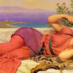 Authentic - looking 'John William Godward Inspired' Oil Painting of 'Noon Day Rest' in 1910 Neoclassical Style, Hand - crafted in Dafen Village for Collectors Searching for Uncommon Neoclassical Genre Artworks of Specific Dimensions