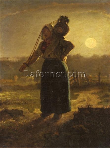 Custom – Sized Realist Genre Painting “Norman Milkmaid” Inspired by Jean – Francois Millet’s 1871 Masterpiece – Handmade in Dafen Village to Your Specifications