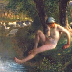 High-Quality Reproduction of "The Goose Girl" by Jean-Francois Millet - A Realist Oil Painting Celebrating Rural Beauty