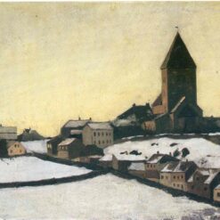 High-quality 'Old Aker Church' Realistic Style Oil on Board Painting by Edvard Munch - Direct from Dafen Village Studios for Art Aficionados