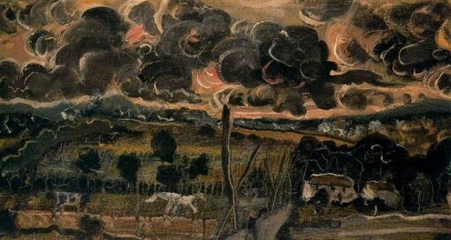 Custom – Sized Expressionist and Naïve Art (Primitivism) ‘Ominous Landscape’ Inspired by Andre Derain’s 1950 Masterpiece, Handmade in Dafen Village