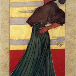 High-quality 'On the Beach, Moonlight' Art Nouveau (Modern) Inspired Watercolor on Paper Painting by Egon Schiele - Direct from Dafen Village Studios for Art Aficionados