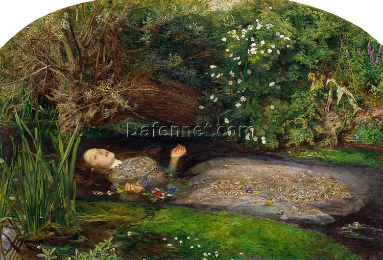 High – Quality Hand – Painted Replica of John Everett Millais’ “Ophelia” (1851 – 1852) – Romantic Literary Painting Inspired Oil on Canvas for Art Enthusiasts in UK and Worldwide