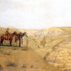 Dafen Village Inspired Reproduction of Thomas Eakins' "Painting Cowboys in the Bad Lands" (1888) - High-Quality Realist Landscape Oil Painting for Sale, Great for Art Collections and Interior Designers Seeking Dramatic Landscapes