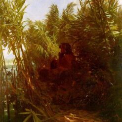 Mythological Oil Reproduction INSPIRED BY Böcklin’s Pan among the reeds