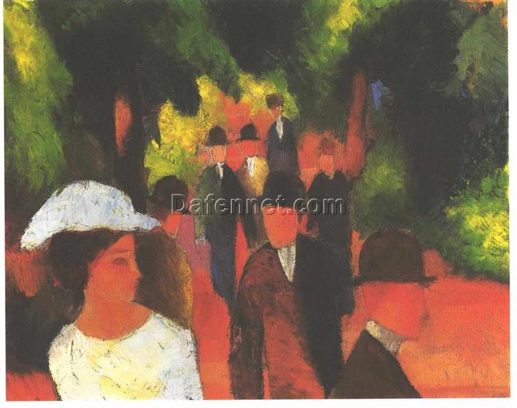 High – Quality Hand – Painted Replica from Dafen Village – August Macke’s 1914 ‘Parkway’ Expressionist Genre Oil Painting on Canvas
