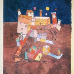 Authentic-looking Reproduction of Paul Klee's 'Part of G' - Bauhaus Surrealist Cityscape in Oil and Watercolor on Paper, Handmade in Dafen Village