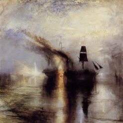 Moving 'Peace - Burial at Sea' Inspired Marina Oil Painting - Hand - painted in Dafen Village Studio, Embodying J.M.W. Turner's c.1842 Romanticism