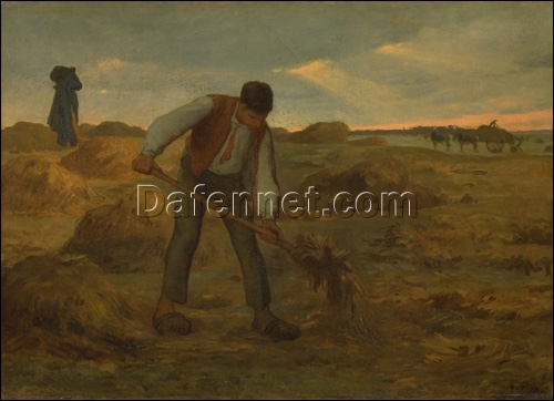 Custom-Sized Realist Genre Painting “Peasant Spreading Manure” Inspired by Jean-Francois Millet’s 1854 – 1855 Masterpiece – Handmade in Dafen Village