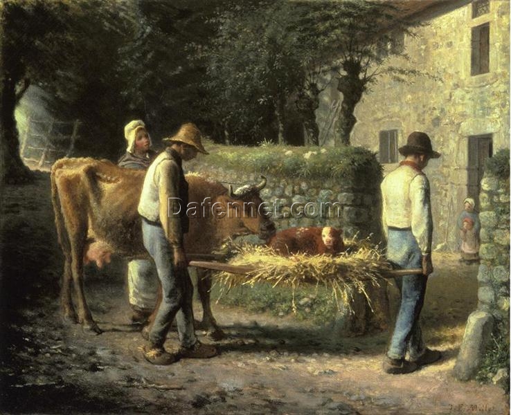 High – Quality Reproduction of Jean – Francois Millet’s 1864 “Peasants Bringing Home a Calf Born in the Fields” – Realist Genre Oil Painting from Premier Dafen Village Artisans for Art Collectors Looking for Authenticity