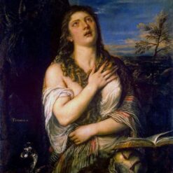Penitent St. Mary Magdalene Inspired by Titian - Classic Religious Oil Painting from Da Fen Village Studio