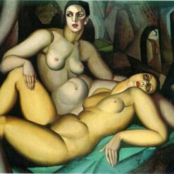 Luxury Art Deco Nude – "The Two Friends" by Tamara de Lempicka, Museum-Quality Oil Painting | DaFen Village Studio