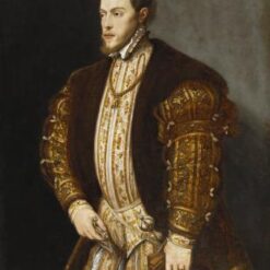 Royal Renaissance Portrait – Philip II of Spain Inspired by Titian – Handmade Oil Painting for Classic Interiors