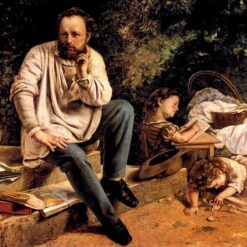 Gustave Courbet's Timeless 'Pierre Joseph Proudhon et ses enfants en 1853' - Realist Oil Canvas Portrait, 147x198 cm, A Tribute to Petit Palais' Collection, Perfect for Interior Enhancement