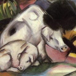 Expressionist 'Pigs' Inspired Oil Painting Replica by Franz Marc - Hand-painted in Dafen Village Studios for Artistic Home Touches