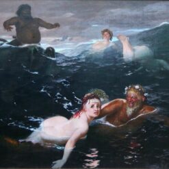 Large-Scale Hand-Painted Reproduction of “Playing in the Waves” INSPIRED BY Arnold Böcklin’s 1883 Symbolist Mythological Masterpiece