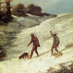 Gustave Courbet's Timeless 'Poachers in the Snow' - 1867 Realist Genre Oil Painting on Canvas, Inspired by Musée des Beaux-Arts et d'archéologie de Besançon's Treasure
